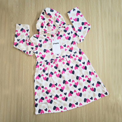 Heart Print Girls Fancy Hoodie