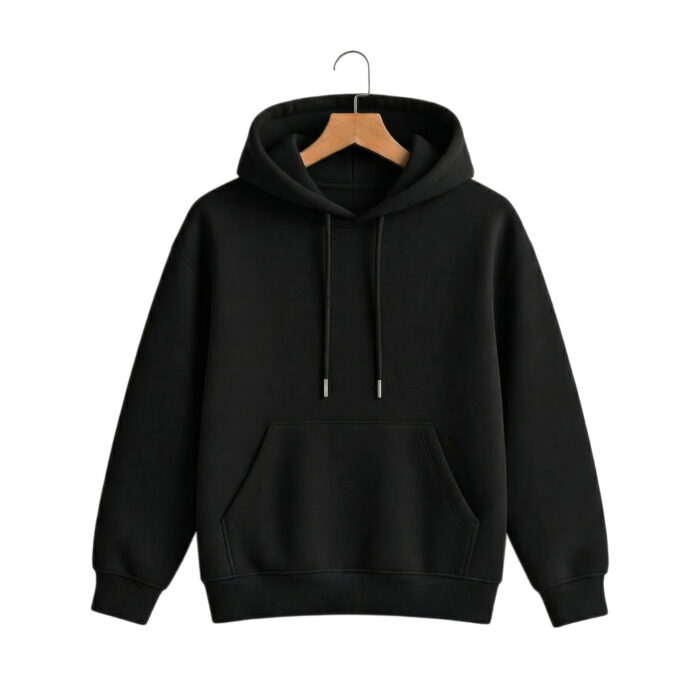 350+ GSM Premium Solid Black Hoodie